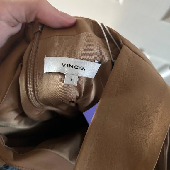 VINCE Belted Leather Tank Midi Dress - Picture 7 of 7